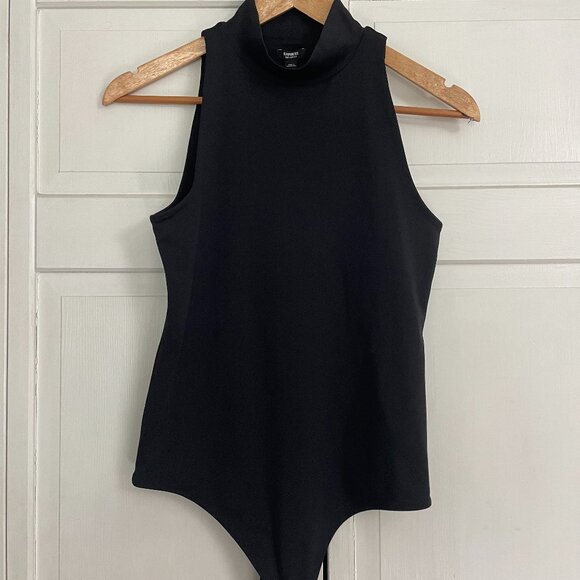 (NWT) Express Body Contour Black Thong Mock Neck Bodysuit - Picture 1 of 4